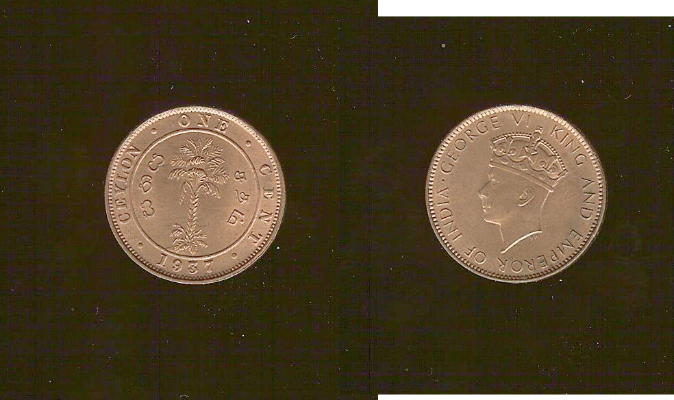 Ceylon 1 cent 1937 BU